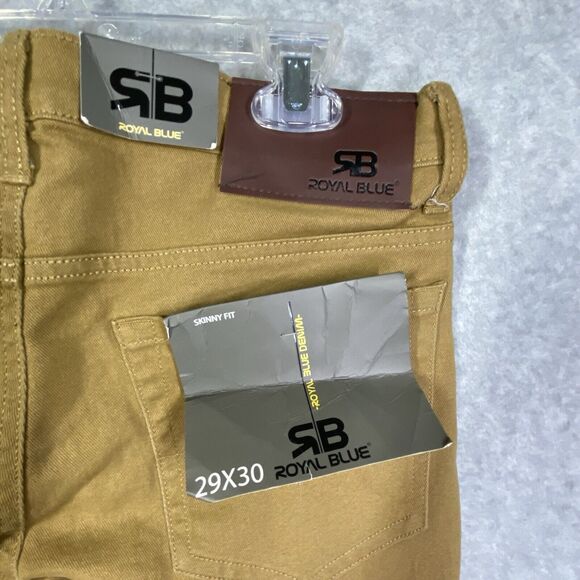 Royal Blue Mens Jeans 31x30 Khaki Super Skinny Tapered Stretch Preppy School NWT - Picture 9 of 11